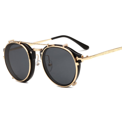 Clip On Sunglasses Men Steampunk Brand Design Women Fashion Glasses
