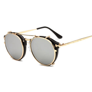 Clip On Sunglasses Men Steampunk Brand Design Women Fashion Glasses