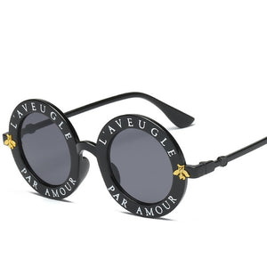 small bees round frame sunglasses women