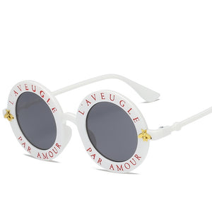 small bees round frame sunglasses women