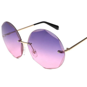 Round Cut Rimless Sunglasses Women