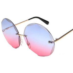 Round Cut Rimless Sunglasses Women